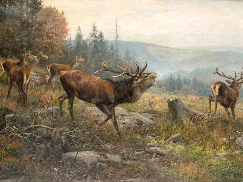 1863-Carl Zimmermann - Periodo degli amori dei cervi al crepuscolo